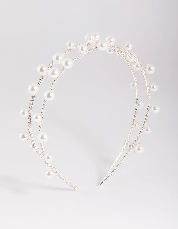 Silver Pearl Headband