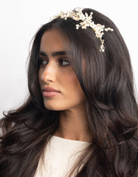 Gold Flower and Leaf Headband - link has visual effect only