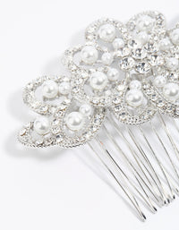 Rhodium Pearl & Diamante Comb - link has visual effect only