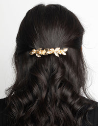 Gold Leaf & Pearl Barette Clip - link has visual effect only
