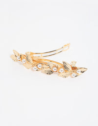 Gold Leaf & Pearl Barette Clip - link has visual effect only