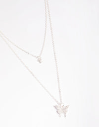 Rhodium Cubic Zirconia Butterfly Necklace - link has visual effect only