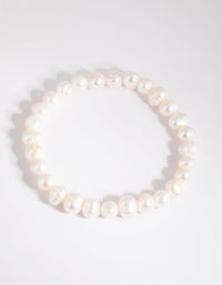 Silver Freshwater Pearl Stretch Bracelet - link has visual effect only