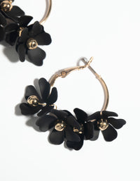 Black Flower Hoop Earrings - link has visual effect only