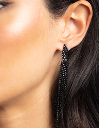 Matte Black Twisted Drop Earrings - link has visual effect only