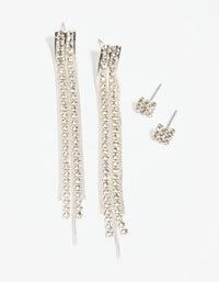 Silver Diamante Stud Earring Set - link has visual effect only