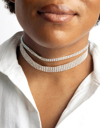 Silver Diamante Choker Pack - link has visual effect only