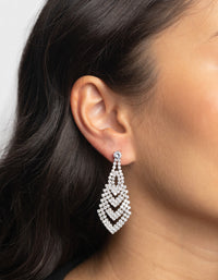 Rhodium Cubic Zirconia V Drop Earrings - link has visual effect only