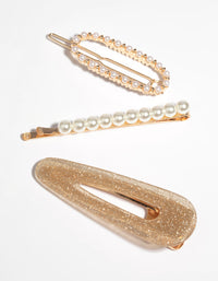 Gold Glitter & Pearl Clips - link has visual effect only