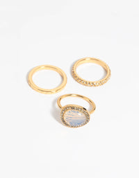 Gold Semi-Precious Stone Diamante Ring - link has visual effect only
