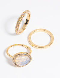 Gold Semi-Precious Stone Diamante Ring - link has visual effect only