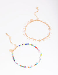 Gold Pearl Anklet Set - link has visual effect only