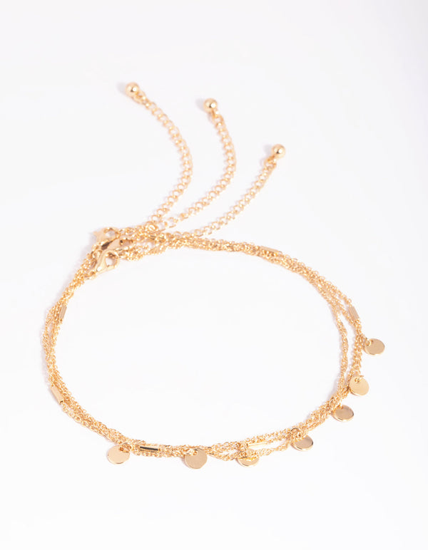 Gold Disc & Chain Anklet Pack