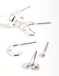 Silver Diamante Stacking Earrings - link has visual effect only