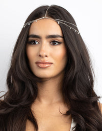 Silver Cubic Zirconia Layered Head Chain - link has visual effect only
