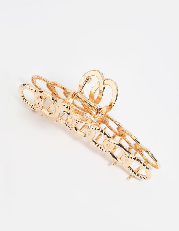 Gold Circular Link Claw Clip