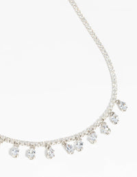 Rhodium Diamond Simulant Teardrop Necklace - link has visual effect only