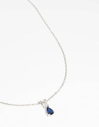 Rhodium Diamond Simulant Sapphire Necklace - link has visual effect only