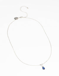 Rhodium Diamond Simulant Sapphire Necklace - link has visual effect only