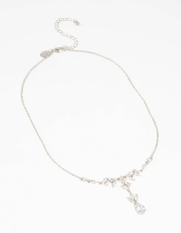 Diamond Simulant Flower Statement Necklace