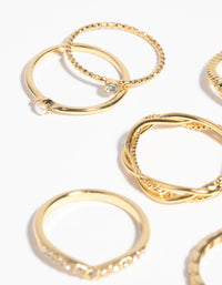 Gold Plated Diamante Twist Ring Pack - link has visual effect only