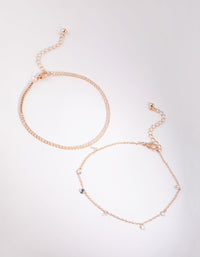 Rose Gold Cubic Zirconia Tennis Anklet - link has visual effect only