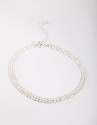 Silver Cubic Zirconia Layered Anklet - link has visual effect only