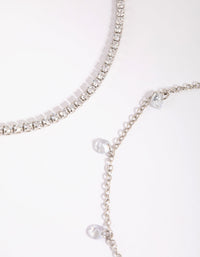 Rhodium Cubic Zirconia Tennis Anklet - link has visual effect only