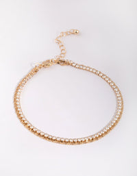Gold Cubic Zirconia Tennis Anklet - link has visual effect only