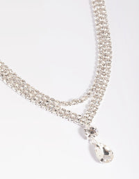 Silver Diamante Teardrop Layered Necklace - link has visual effect only