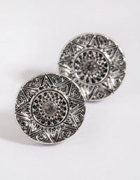 Antique Silver Etched Stud Earrings - link has visual effect only
