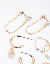 Gold & Blue Shard Stud & Hoop Earring 8-Pack - link has visual effect only