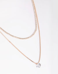 Rose Gold Diamante Layered Necklace - link has visual effect only