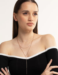 Rose Gold Dainty Chain Lariat Necklace - link has visual effect only