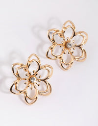 Gold Wire Flower Stud Earrings - link has visual effect only