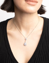 Rhodium Regal Pear Pendant Necklace - link has visual effect only