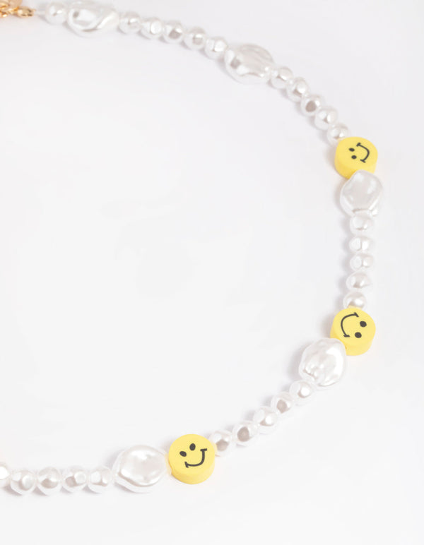 Beaded Necklace - Rainbow Smiley Face – Boho Soul