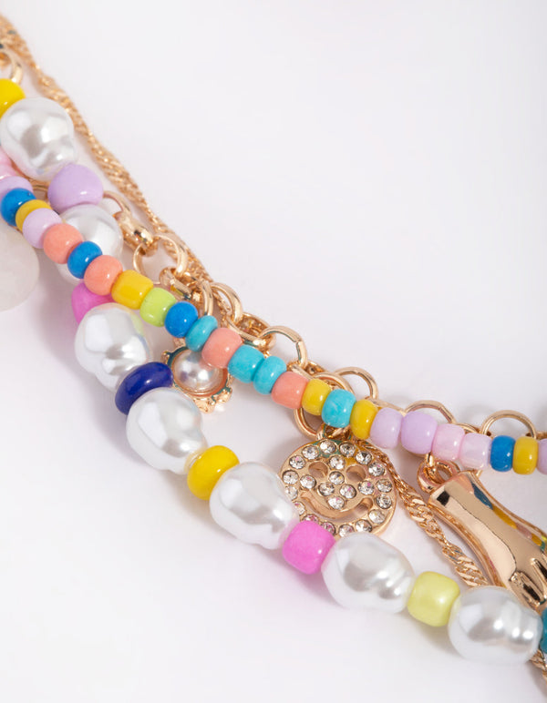 Buy Multi Color Shell Chips and Multi Color Glass Beaded Necklace 47 Inches  at ShopLC.