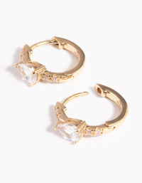 Gold Plated Sterling Silver Cubic Zirconia Marquise Huggie Hoop Earrings - link has visual effect only