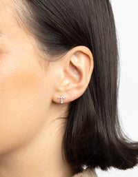 Sterling Silver Cubic Zirconia Cross Stud Earrings - link has visual effect only