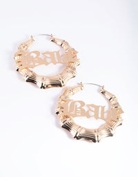 Gold Babe Bamboo Hoop Earrings - link has visual effect only