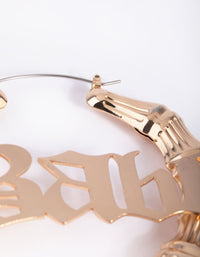 Gold Babe Bamboo Hoop Earrings - link has visual effect only