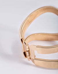 Gold Textured Oval Cuff Bangle - link has visual effect only