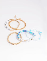 90s Blue Mushroom Beaded Bracelet 5-Pack - link has visual effect only