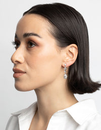 Rhodium Diamond Simulant Teardrop Earrings - link has visual effect only