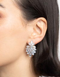 Rhodium Diamond Simulant Marquise Statement Earrings - link has visual effect only