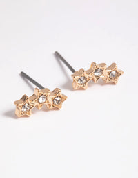 Gold Diamante Star Crawler Stud Earrings - link has visual effect only