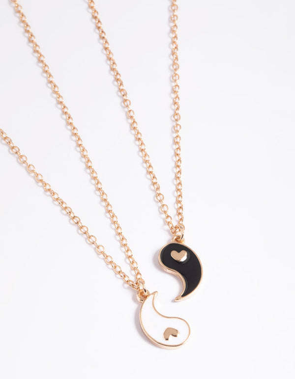 Gold Heart Yin Yang Necklace Pack