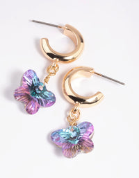 90s Purple Butterfly Huggie Hoop Earrings - link has visual effect only