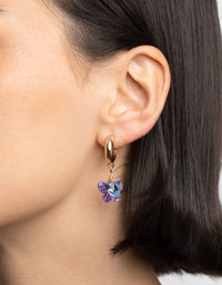 90s Purple Butterfly Huggie Hoop Earrings - link has visual effect only